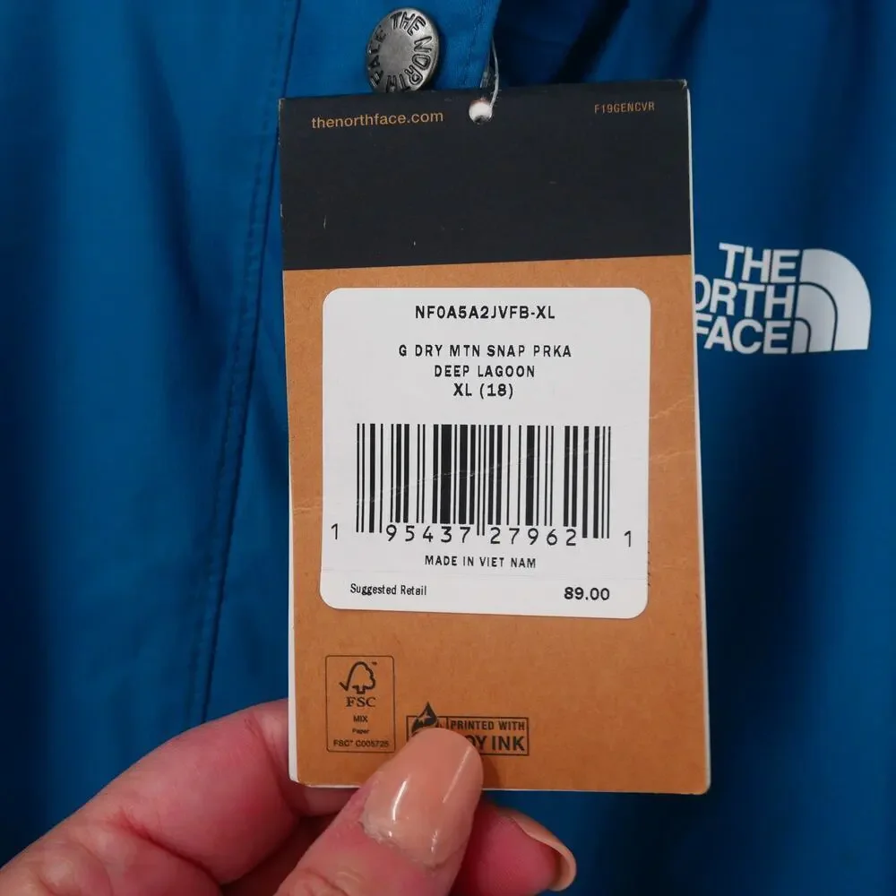 NEW The North Face Girl's 18 XL DryVent Mountain Snapper Parka Deep Lagoon Blue